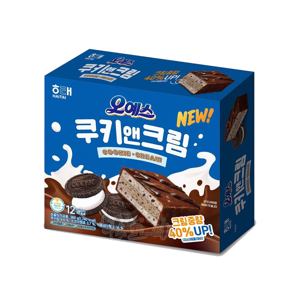 【ヘテ】クッキ&クリーム オーイエス 360g(12個) 《韓国お菓子 韓国チョコレートビスケット 韓国お土産 韓国チョコ オリオン 韓国デザート 韓国チョコレートパン 甘いお菓子 クッキ&クリーム》