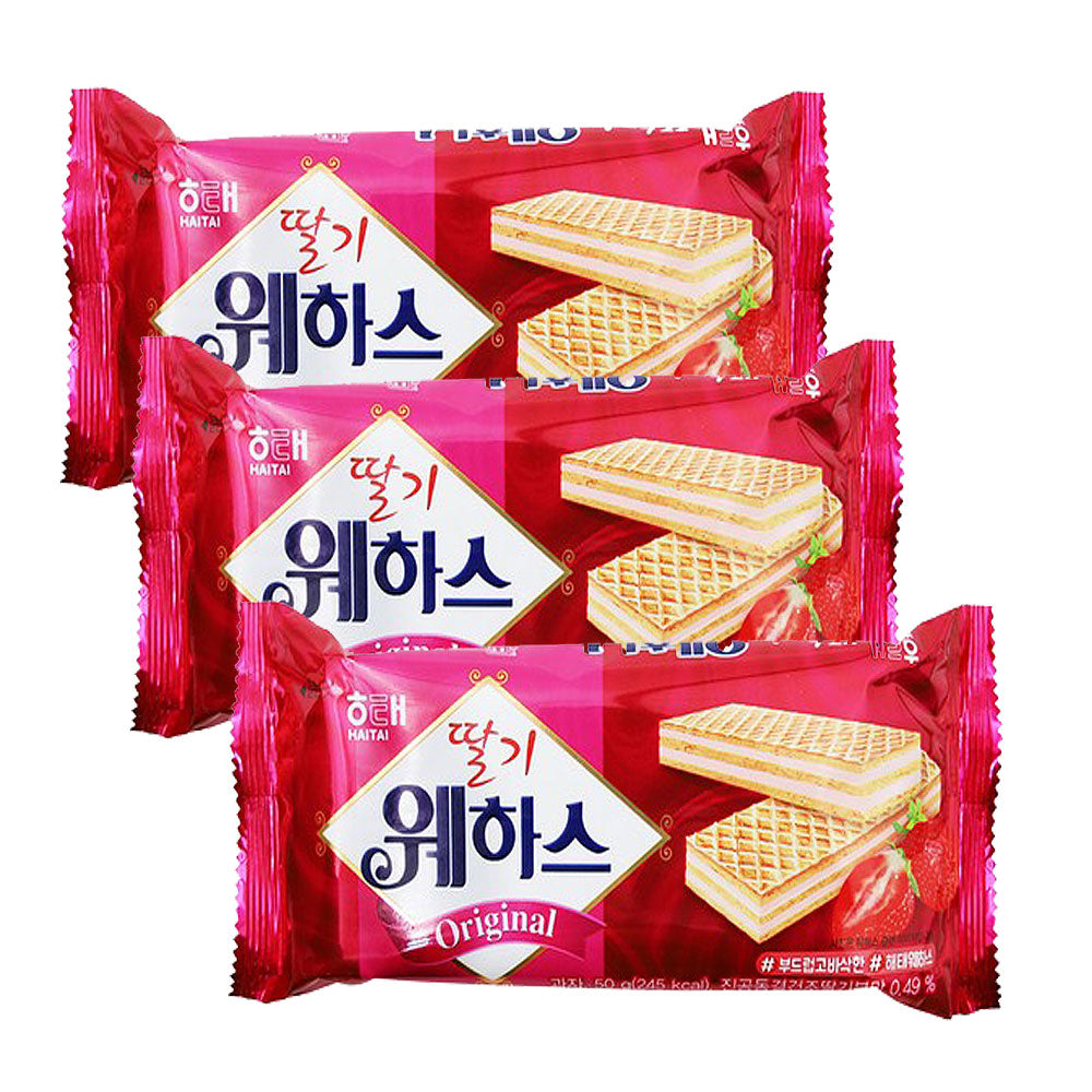 ヘテ ウェハス いちご味 50g/ 韓国食品 韓国お菓子 ヘテ いちごウエハース 50g 韓国お菓子 いちごウエハース サクサク食感 甘酸っぱいストロベリー風味 クリーム入りウエハース 軽い食感のお菓子 ティータイムのお供 おやつ・デザート 個包装なし・食べきりサイズ 人気韓国スイーツ