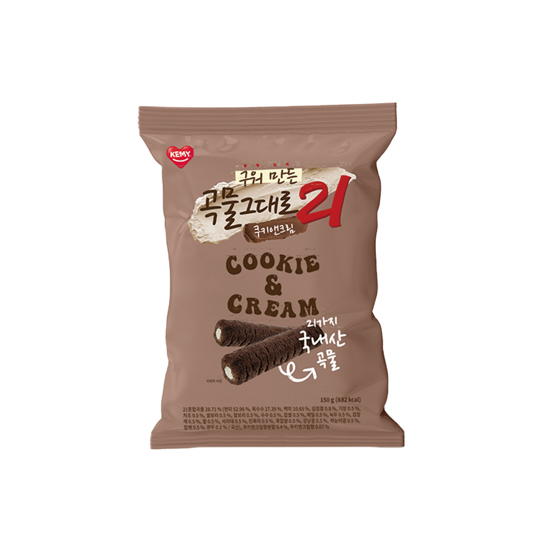 焼きたて 穀物そのまま21 クリスピーロール菓子  150g クッキー&クリーム