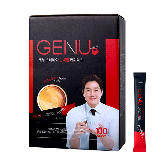 ★地域別送料無料【GENU】ステビア プロティーン コーヒーミックス 100包 980g(9.8g×100包入) タンパク質 珈琲 プロティーン ユジテ 韓国食品 ミスタートロット