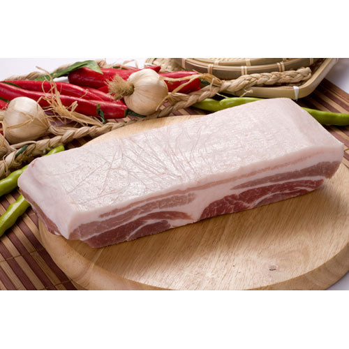 【豚肉】【輸入産】三段豚バラブロック 約1kg 『量り売り』〔クール便対象商品〕