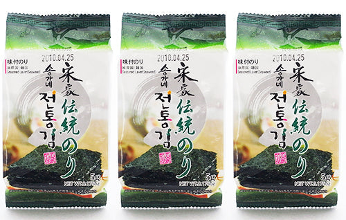 【宋家】伝統海苔お弁当用(8切りx10枚x3個) 緑色