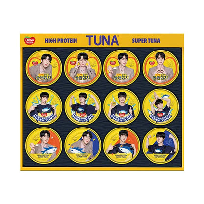 東遠ツナ BTS ジン スーパーツナ エディション ギフトセット （ライトスタンダード 135g×12缶）＋スーパーシールステッカー 2種  BTS ジン コラボ スーパーツナ 高たんぱく食品 ツナ缶ギフトセット 韓国食品 限定エディション ステッカー付き