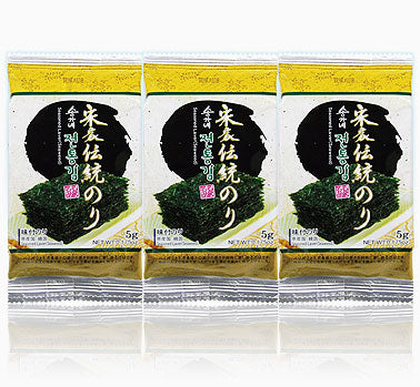 【宋家】伝統海苔 お弁当用(8切りx10枚x3個)　(黄色)