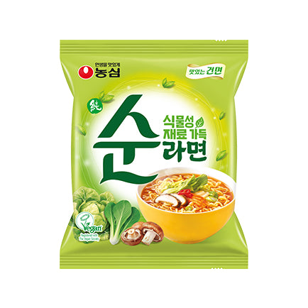 【農心】　スン（純）ラーメン　100ｇ　 韓国食品/辛くない韓国ラーメン あっさり旨味スープ 野菜の旨味たっぷり マイルド韓国ラーメン やさしい味わい 香ばしいスープ すっきり後味 コシのある麺 もちもち食感 韓国人気ラーメン
