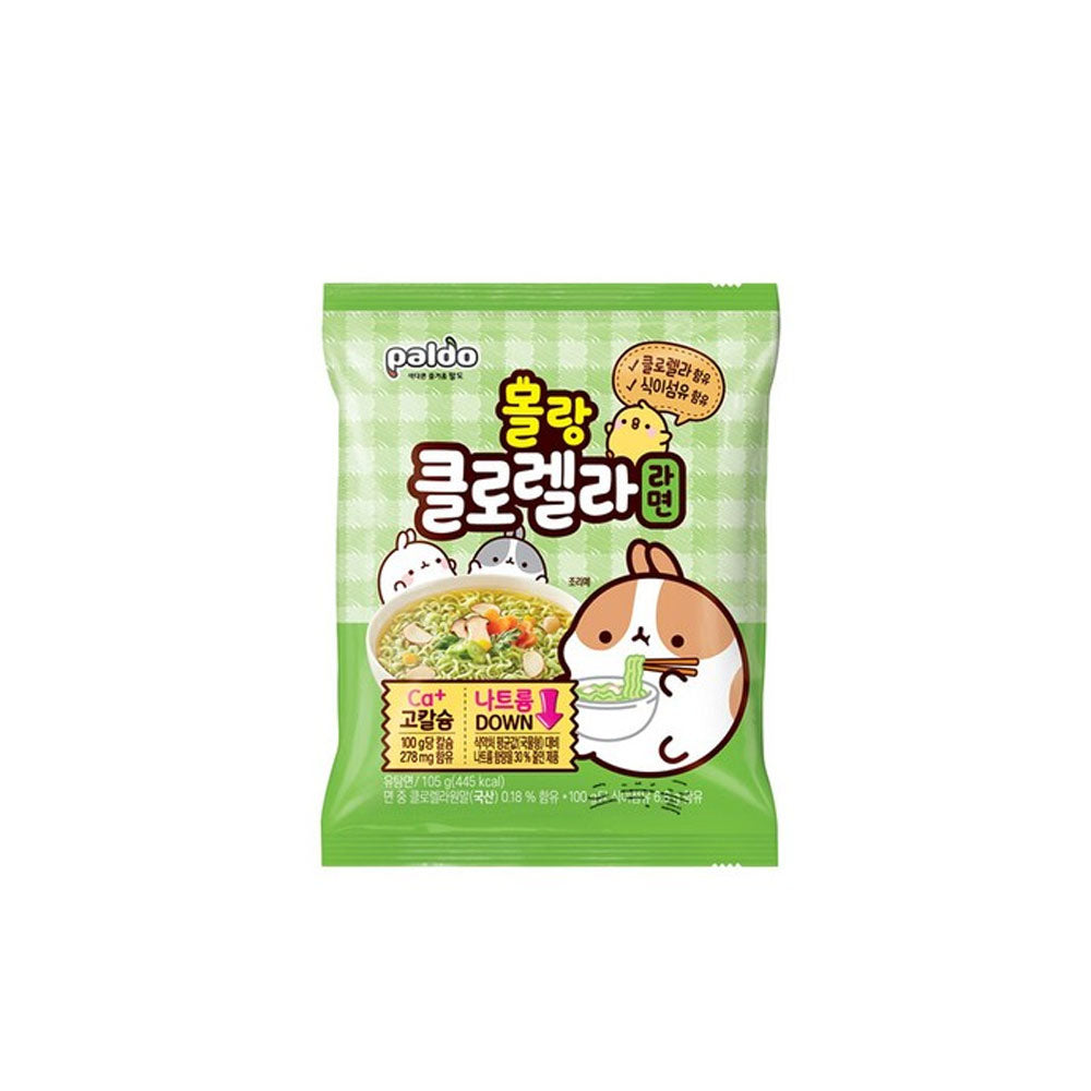 【パルド】モルラン　クロレラ　ラーメン　105ｇ　韓国ラーメン インスタントラーメン 袋ラーメン 辛いラーメン うどんすーぷ カルシウム ナトリウム 몰랑 클로렐라