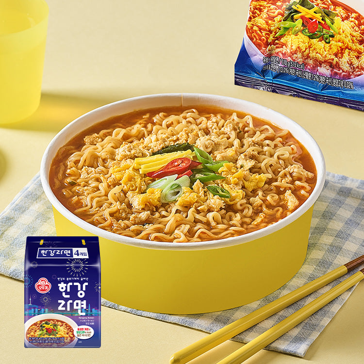 【オットギ】漢江ラーメン　110ｇ　　　韓国食品、漢江ラーメン、漢江ラーメン、韓国ラーメン、ピリ辛、青唐辛子、卵ブロック、もちもち麺、韓国産卵国ラーメン　ピリ辛、青唐辛子、卵ブロック、もちもち麺、韓国産卵