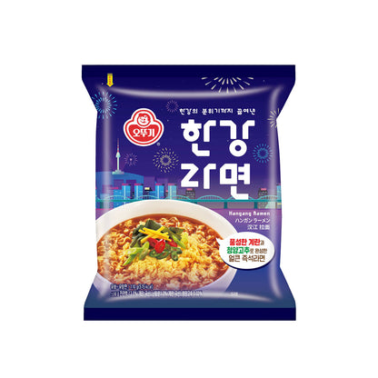 【オットギ】漢江ラーメン　110ｇ　　　韓国食品、漢江ラーメン、漢江ラーメン、韓国ラーメン、ピリ辛、青唐辛子、卵ブロック、もちもち麺、韓国産卵国ラーメン　ピリ辛、青唐辛子、卵ブロック、もちもち麺、韓国産卵