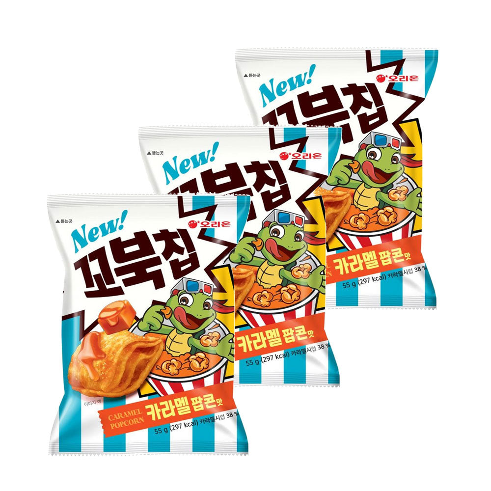 【オリオン】 キャラメルポップコーン味 コブクチップ 108g / 韓国食品 韓国お菓子   オリオン  キャラメルポップコーン  コブクチップ  韓国スナック  甘いスナック  サクサク食感  亀甲型チップス  キャラメル味