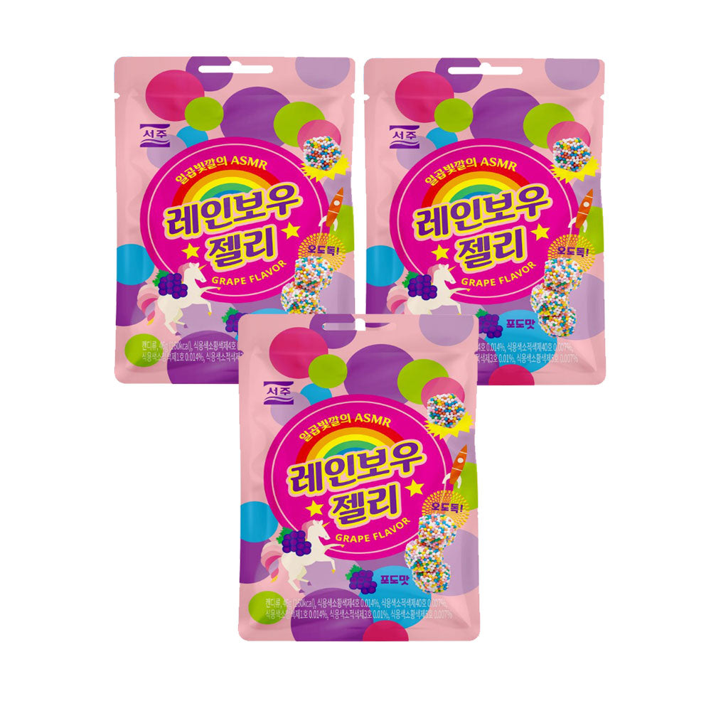 SEOJU レインボーゼリー 46g / 韓国食品 韓国お菓子 SEOJU レインボーゼリー  レインボーゼリー 46g  韓国 お菓子 グミ  韓国 グミ レインボー  ASMR グミ  カラフル グミ  プチプチ 食感  ブドウ味 グミ  SNS 映え お菓子  輸入菓子