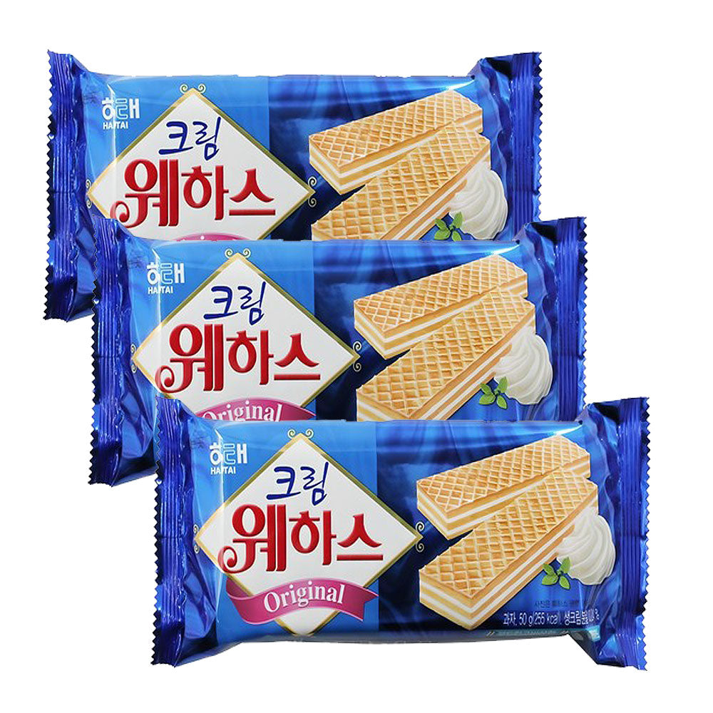 ヘテ　ウェハス　クリーム味　50ｇ/ 韓国食品 韓国お菓子 ヘテ クリームウエハース 50g  韓国お菓子  クリームウエハース  サクサク食感  ミルククリーム  やさしい甘さ  軽い口当たり  定番スナック  おやつ・デザート  ティータイムにおすすめ  食べきりサイズ