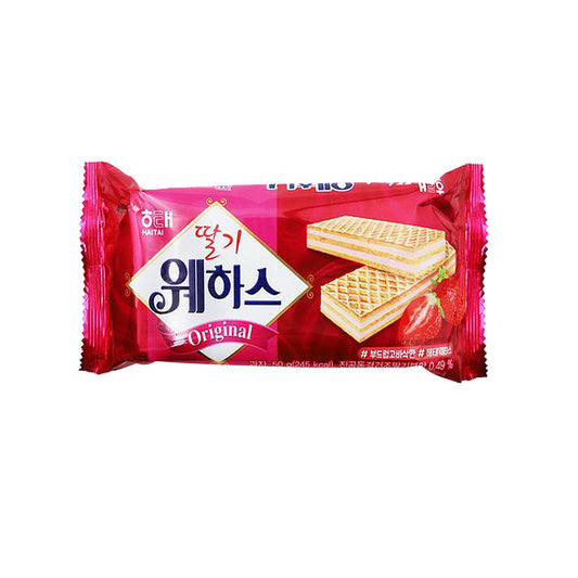 ヘテ　ウェハス　いちご味　50ｇ/ 韓国食品 韓国お菓子 ヘテ いちごウエハース 50g  韓国お菓子  いちごウエハース  サクサク食感  甘酸っぱいストロベリー風味  クリーム入りウエハース  軽い食感のお菓子  ティータイムのお供  おやつ・デザート  個包装なし・食べきりサイズ  人気韓国スイーツ