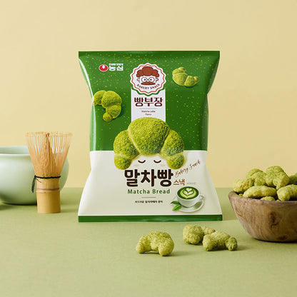 【農心】パン部長　抹茶 55g　韓国食品 パン部長  抹茶スナック  韓国お菓子  ベーカリースナック  クロワッサン型スナック  抹茶ラテ風味  甘さ×ほろ苦さ  サクサク食感  ミルク風味  おやつ・間食  SNS人気商品  韓国トレンドスイーツ