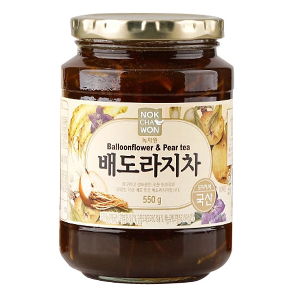緑茶園　梨ドラジ茶(梨桔梗茶)瓶　550ｇ　　韓国食品  飲料 桔梗茶  韓国茶  韓国伝統茶  健康茶 緑茶園 梨桔梗茶 梨と桔梗のティー   のどにやさしいお茶　 粉末タイプ  自然素材のお茶  風邪予防 ドリンク