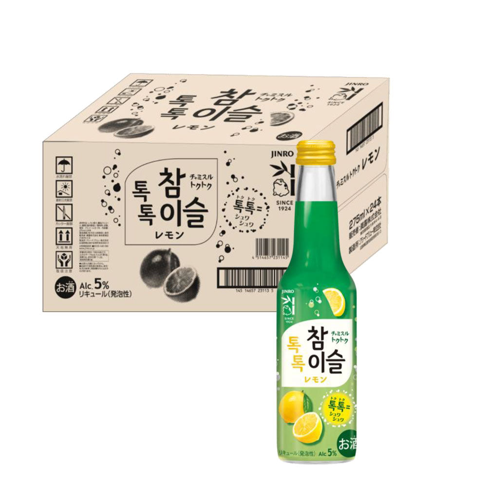 【JINRO】チャミスルトクトク　レモン　5度　275ml　　韓国お酒　韓国食品　チャミスル トクトク レモン  韓国チューハイ  韓国RTDカクテル  微炭酸ソーダ  レモンフレーバー  さっぱり爽快  リキュール（発泡性）　低アルコール  飲みやすいお酒  韓国人気ドリンク  パーティー・家飲み   冷やして美味しい  フルーティーな香り  韓国コンビニ人気商品