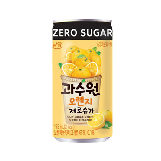果樹園オレンジ ゼロシュガー 175ml　　韓国食品  飲料  果樹園オレンジ  ゼロシュガー飲料  韓国ロッテ飲料  カロリーオフ  ビタミンC飲料  すっきり爽やかオレンジ味  健康志向ドリンク  小容量175ml