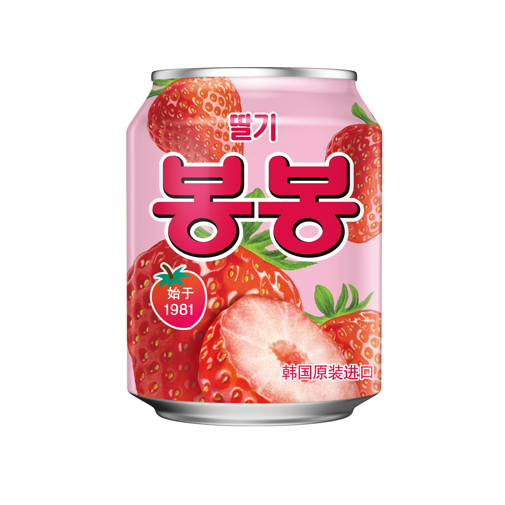 【ヘテ】いちご　ボンボン238ml  　韓国食品　韓国飲料 お中元　お歳暮　お土産　いちご果肉入り  果肉たっぷり飲料  韓国定番ジュース  トロピカル風味  缶ジュース