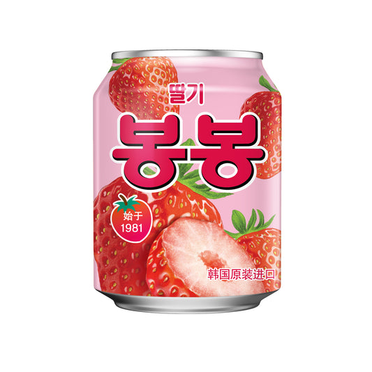 【ヘテ】いちご　ボンボン238ml  　韓国食品　韓国飲料 お中元　お歳暮　お土産　いちご果肉入り  果肉たっぷり飲料  韓国定番ジュース  トロピカル風味  缶ジュース