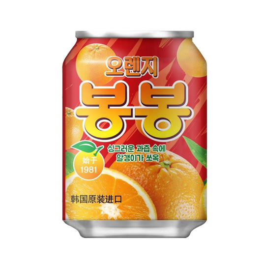 【ヘテ】オレンジ　ボンボン238ml  　韓国食品　韓国飲料　お中元　お歳暮　お土産　オレンジ果肉入り  爽やかなオレンジ味  韓国定番ジュース  果肉たっぷり飲料  缶ジュース  さっぱり甘い味わい  子どもから大人まで人気  デザート感覚ドリンク  ロングセラー飲料  韓国飲料ブランド「ヘテ」