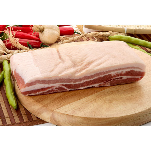 【豚肉】【輸入産】豚皮付きバラブロック　約1kg　『量り売り』〔クール便対象商品〕